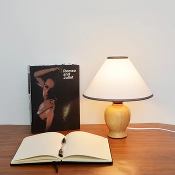 ZK50 Креативное украшение рабочего стола спальни из массива Дерева Прикроватный ночник Освещение гостиной для кабинета Настольная лампа E27 2