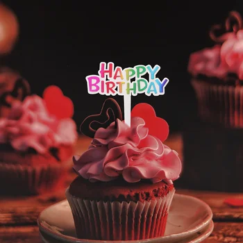 Красочные пластиковые топперы для торта с Днем Рождения, топперы для кексов, маффинов, фруктовые палочки Для украшения торта на День рождения 1