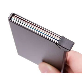 Антимагнитный RFID-противоугонный держатель для карт, Автоматический всплывающий Металлический алюминиевый корпус, коробка для кредитных карт, Мужской Женский деловой кошелек 2
