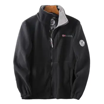 Верхняя куртка Мужская зимняя флисовая куртка с теплым стилем и функциональностью в пальто на молнии со стоячим воротником 1