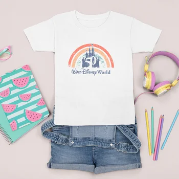Детская Одежда с рисунком Диснейленда, футболка с рисунком уличного мальчика в стиле хип-хоп, летняя повседневная удобная футболка для девочки с короткими рукавами 1