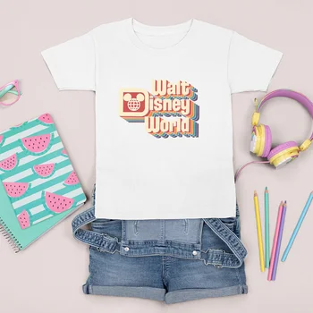 Детская Одежда с рисунком Диснейленда, футболка с рисунком уличного мальчика в стиле хип-хоп, летняя повседневная удобная футболка для девочки с короткими рукавами 2