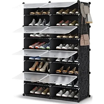 Стойка Для Обуви HOMIDEC, 8-Ярусный Шкаф Для Хранения Обуви, 32 Пары Пластиковых Полок Для Обуви, Органайзер для Шкафа, Прихожей, Спальни, Прихожей 1