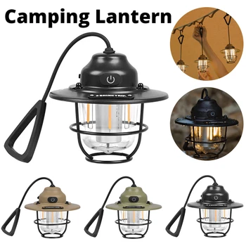 Светодиодный фонарь для кемпинга Type-C, перезаряжаемые походные фонари с затемнением, портативный подвесной светильник для палатки, аварийная лампа емкостью 1200 мАч для рыбалки 1