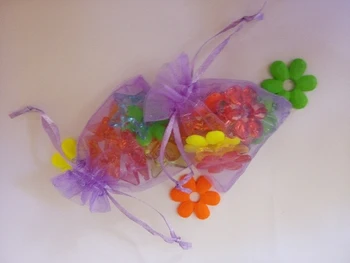 500шт 13 * 18 см, светло-фиолетовая подарочная сумка из органзы, сумки для упаковки ювелирных изделий, сумка на шнурке для браслета/ожерелья, мини-сумка для пряжи 1