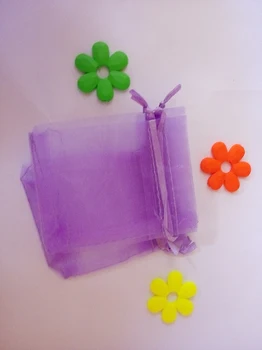 500шт 13 * 18 см, светло-фиолетовая подарочная сумка из органзы, сумки для упаковки ювелирных изделий, сумка на шнурке для браслета/ожерелья, мини-сумка для пряжи 2