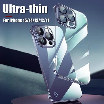 Ультратонкий Чехол Без Рамки для iPhone 15 Ultra 14 Plus 13 12 11 Pro Max с Мягким Покрытием, Прозрачный Чехол для телефона 15 + Capa Fundas 1
