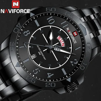 Мужские наручные часы NAVIFORCE, лучший бренд класса Люкс, водонепроницаемые часы из нержавеющей стали, Week Sport, Военные, Оригинальные Кварцевые мужские часы 9204 1
