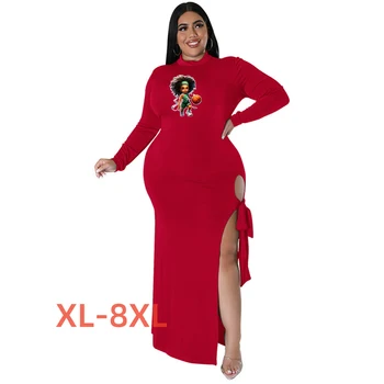 Плюс Размер 4xl 5xl 6xl 7xl 8xl Вечерние Платья для Женщин с Принтом для Девочек Maxi Vestidos Para Mujer Ретро Выпускной Коктейль