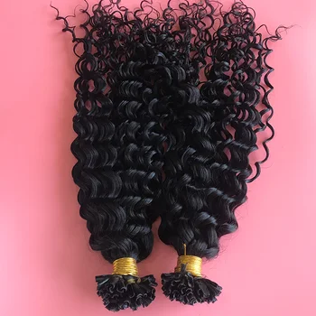 Наращивание волос Remy Fusion U-образный наконечник, Кудрявые черные человеческие волосы для наращивания, Кератиновые капсулы, Малазийские волосы для женщин 2