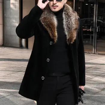 Стильная мужская верхняя одежда, осенне-зимняя мужская куртка, Приталенный отложной воротник, Пуговицы, Ветровка, Непромокаемая 2