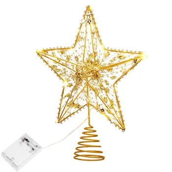 OSALADI Светодиодная звезда на верхушке дерева Металлическая Рождественская елка на батарейках Рождественская Елка на верхушке со звездой с подсветкой 1