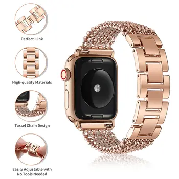 Модный браслет для Apple watch band 40мм 41мм 45мм 44мм 49мм 42мм 38мм Металлический стальной браслет iWatch Serie 3 6 se 7 8 ultra strap 2