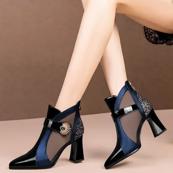 женская обувь, Новинка 2023 года, Женские ботинки На высоком каблуке с Павлиньими глазами, Банкетные Роскошные Ботильоны zapatos de tacon mujer elegantes 1