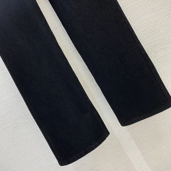 Осенне-зимние новые джинсы с прямой талией, украшенные буквами, теплые модные брюки W2146 2