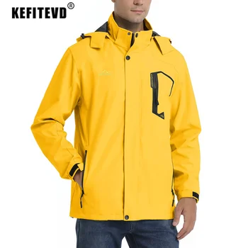 KEFITEVD, мужская ветровка, весна-осень, сетчатая подкладка, водонепроницаемый плащ, походное повседневное пальто, дождевик 1