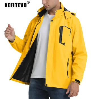 KEFITEVD, мужская ветровка, весна-осень, сетчатая подкладка, водонепроницаемый плащ, походное повседневное пальто, дождевик 2