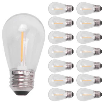15 Упаковок Сменных лампочек 3V LED S14, Небьющиеся Наружные Солнечные Гирлянды, Теплый белый 2