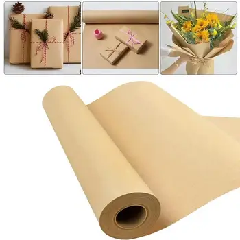 рулон коричневой крафт-бумаги длиной 10 м для упаковки подарков Движущаяся упаковка Art Craft Биоразлагаемая Подарочная упаковочная бумага Плотная Упаковочная пленка 1