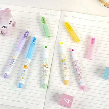 8 Коробок флуоресцентных ручек Sanrio, Неторопливый перерыв на чай, флуоресцентные ручки Kawaii Seal, 5-цветные мультяшные студенческие маркеры для ключей. 2